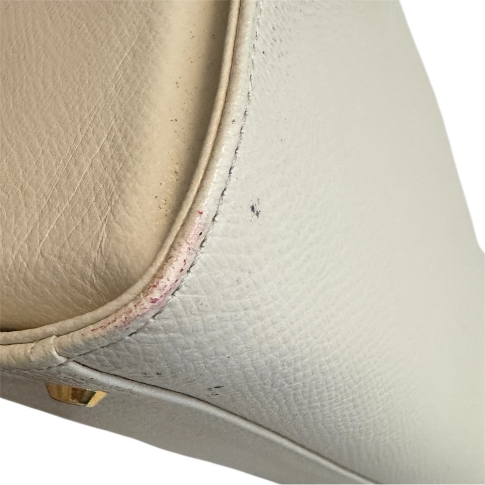 Pierre Cardin Minimalist Preppy Leather Tote Off White Cream 8x10x4 - Picture 8 of 16